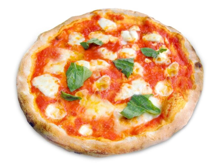 Pizza Margherita on white background